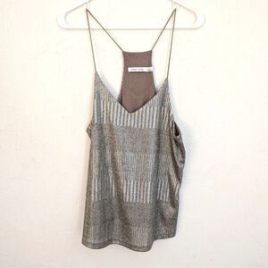 Bishop + Young Gold Shimmer Metallic Race Back Tank Top Size S - anthropologie
